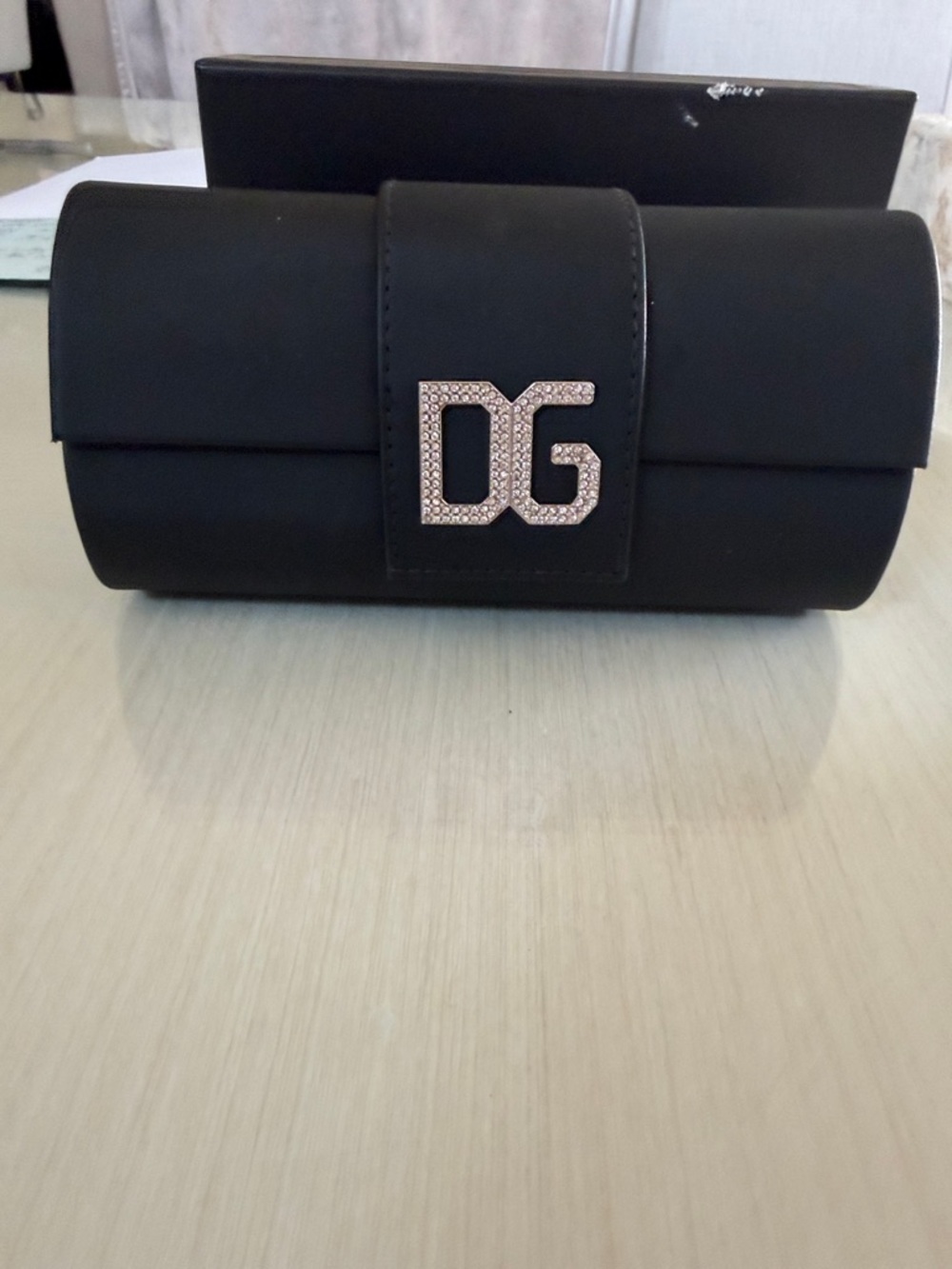Dolce & Gabbana Black Clutch with Crystal DG Logo
